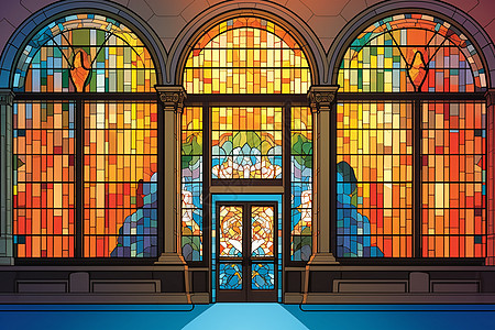 美术馆大楼的彩色玻璃图片