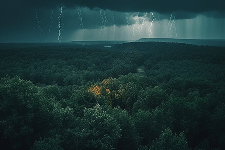 风雨交加的森林图片