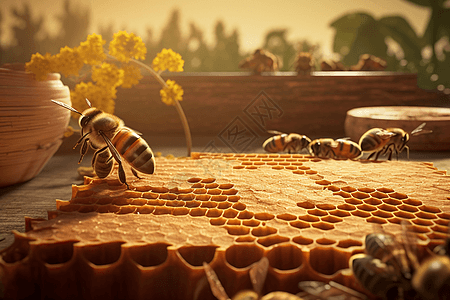 勤劳的蜜蜂背景图片