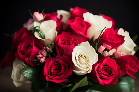 红色和白色玫瑰花束图片