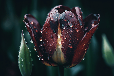 雨中郁金香图片