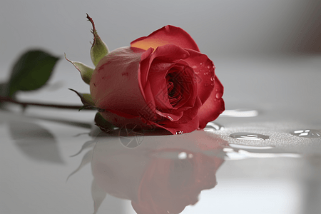 水滴中的玫瑰背景图片