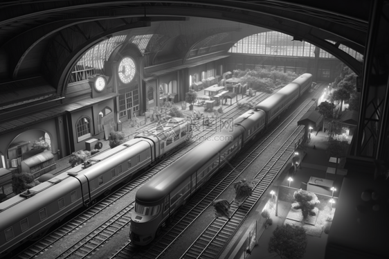 黑白单色的火车站图片