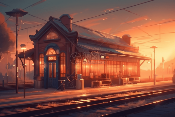柔和色彩的火车站图片