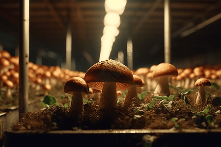 温室的蘑菇生长图片