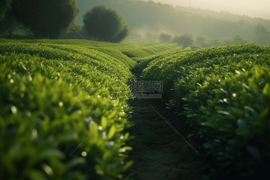 郁郁葱葱的绿茶图片