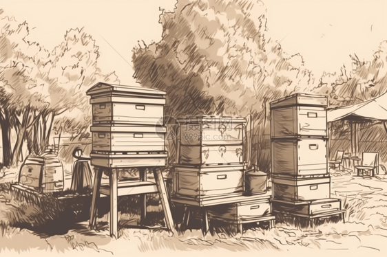 农业养蜂插图图片
