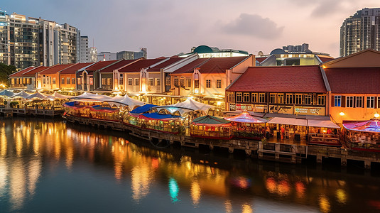 新加坡夜景新加坡克拉码头夜景背景