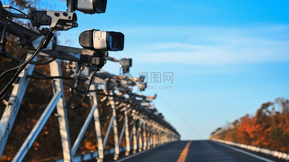 道路上的一排摄像头图片