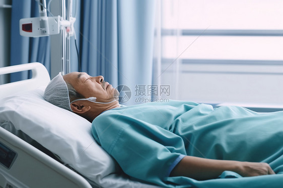 患者躺在病床上图片