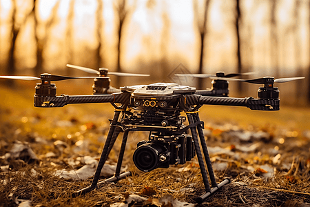 小型无人机现代化装备摄像机的无人机背景