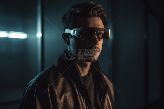 时尚科技VR眼镜的男人图片