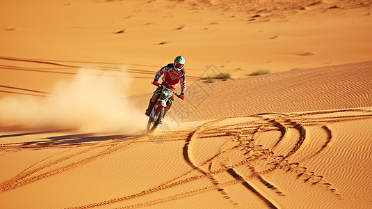 沙漠中的越野摩托车背景图片