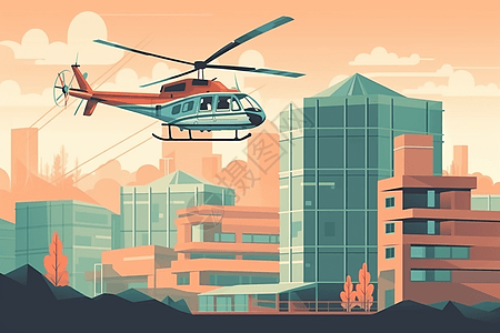 飞行中的医疗急救直升机背景图片