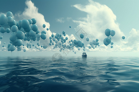 海面上的云彩或气球。图片
