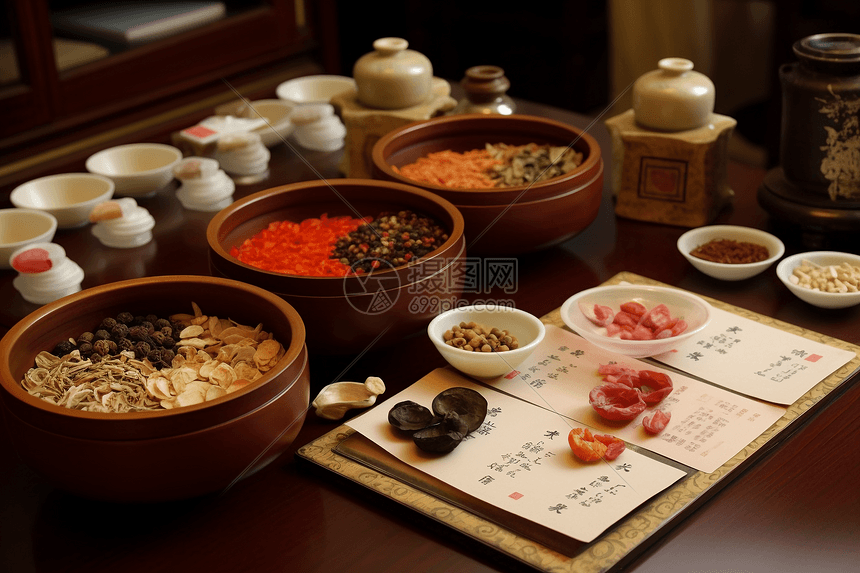 桌子上的中草药高清图片下载-正版图片600149563-摄图网