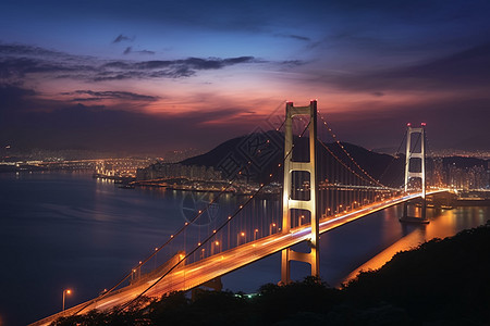 黄昏时大桥图片