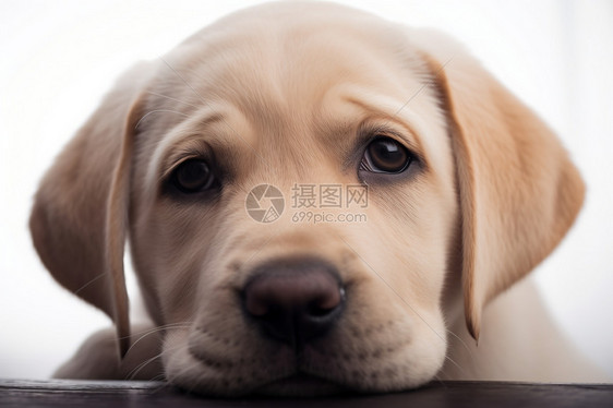 一个悲伤的小拉布拉多猎犬小狗的图片图片