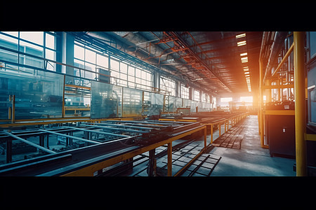 工厂内部车间及机械厂内部玻璃行业生产背景流程图片