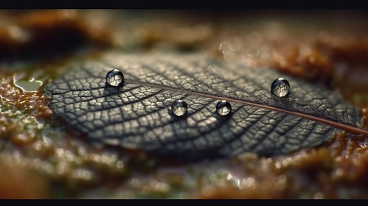 树叶上的水滴自然元素图片