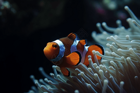 海洋生物小丑鱼彩色小丑鱼背景