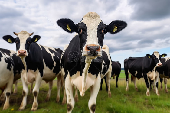 牧场中的荷斯坦奶牛图片图片