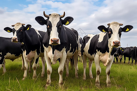 霍斯潘农牧场中的荷斯坦奶牛背景