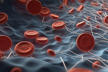 3d渲染血小板修复伤口血管图片