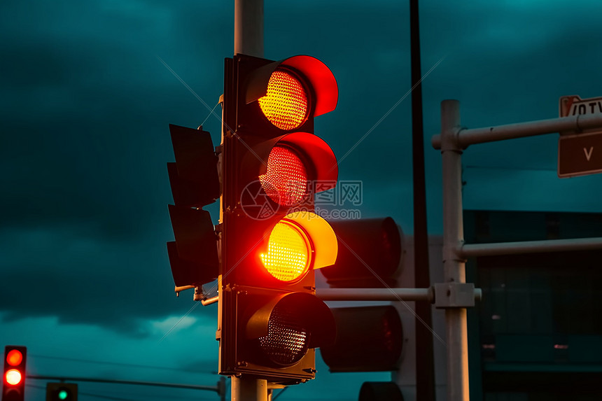 交通灯红灯图片