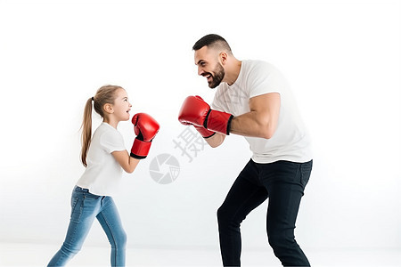 父亲训练女儿拳击图片