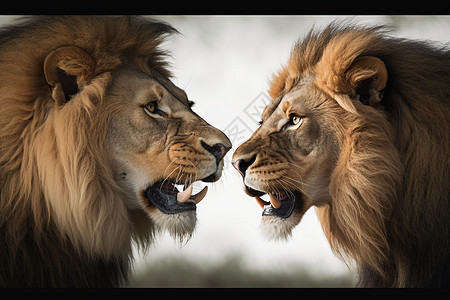 两只狮子背景图片