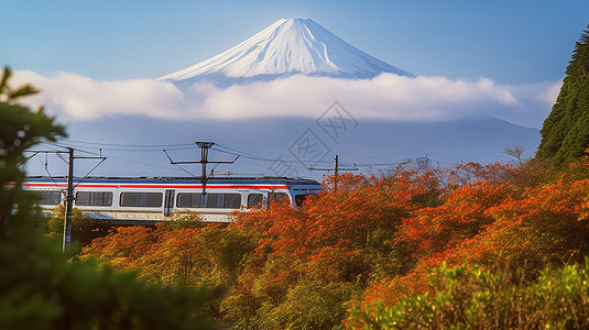 富士山和新干线图片