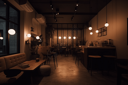 咖啡厅昏暗的灯光图片