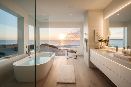 豪华的海景浴室图片