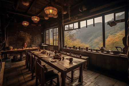 乡村的森林餐厅图片