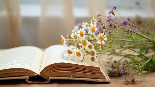 书上的白色雏菊花图片