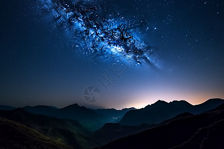 夜夏山顶星空概念图图片