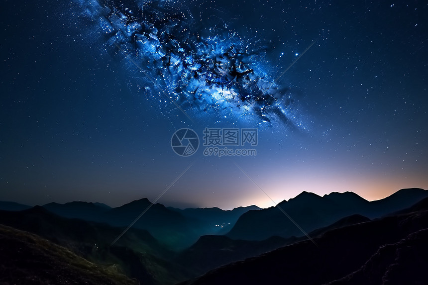 夜夏山顶星空概念图图片