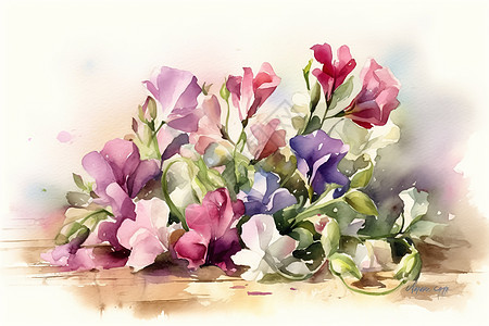 一簇盛开的豌豆花背景图片