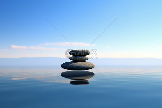 禅宗石头在平衡水概念图图片