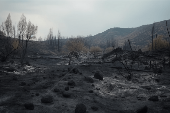 火灾后的森林灰烬图片