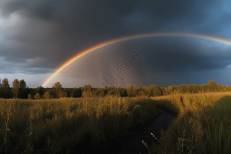 暴雨过后的彩虹图片