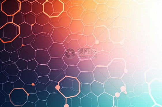 抽象分子结构六边形创意背景图片