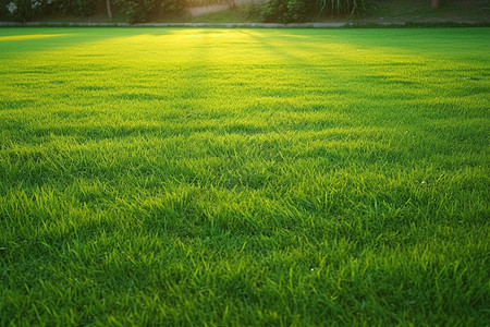 新鲜修剪的绿色草坪背景图片