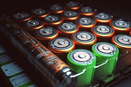 整齐摆放的锂电池图片