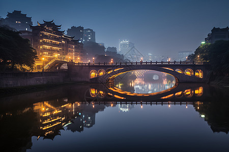 夜间大桥图图片