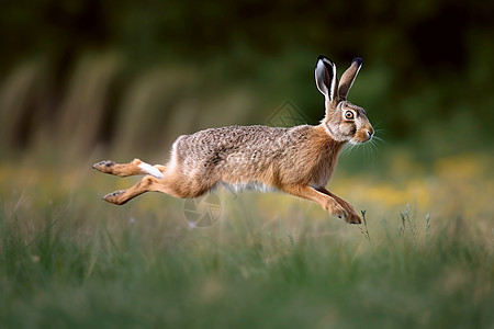野兔在草地上奔跑图片背景图片