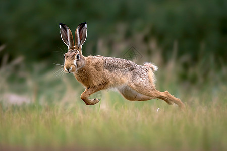 野兔在草地上奔跑图片