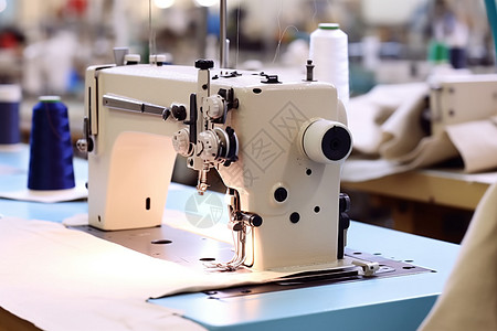 80年代工厂服装厂里的缝纫机背景