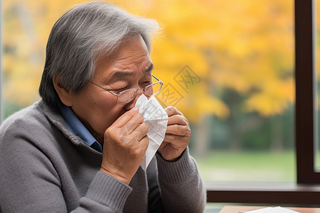 感冒流鼻涕的老年人背景图片